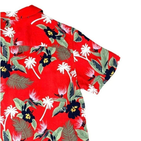 Jeans by Buffalo Men's Red/Floral Print Short Sleeve Size S Shirt - Picture 6 of 10
